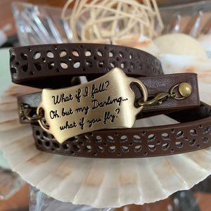 Faux Leather Bracelet w/ Antique Gold Plate